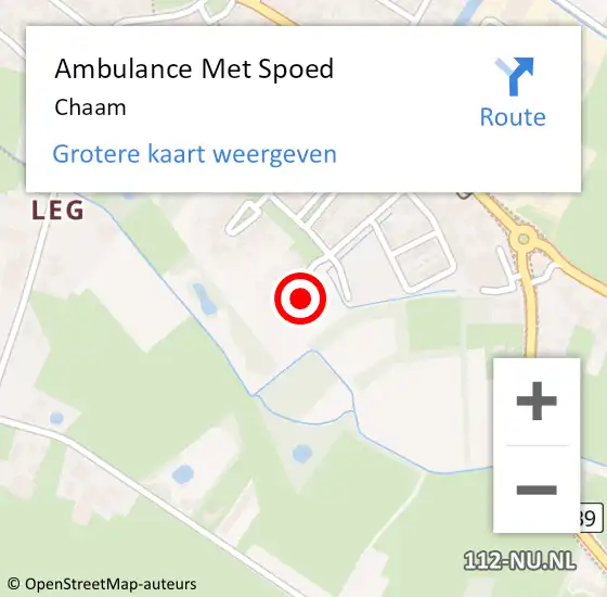Locatie op kaart van de 112 melding: Ambulance Met Spoed Naar Chaam op 15 april 2024 10:33