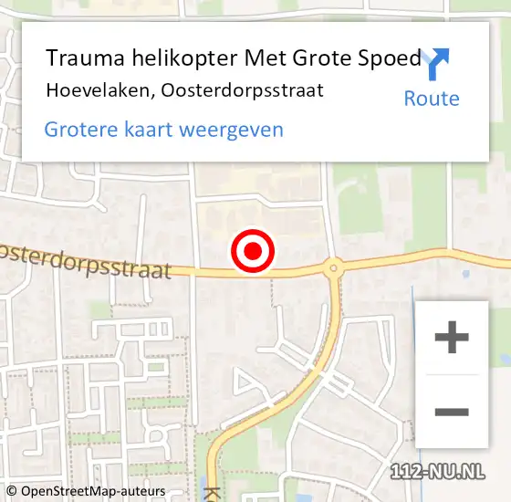 Locatie op kaart van de 112 melding: Trauma helikopter Met Grote Spoed Naar Hoevelaken, Oosterdorpsstraat op 15 april 2024 10:58