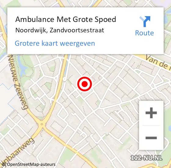 Locatie op kaart van de 112 melding: Ambulance Met Grote Spoed Naar Noordwijk, Zandvoortsestraat op 15 april 2024 11:13