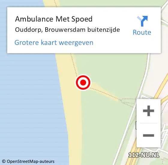 Locatie op kaart van de 112 melding: Ambulance Met Spoed Naar Ouddorp, Brouwersdam buitenzijde op 15 april 2024 11:36
