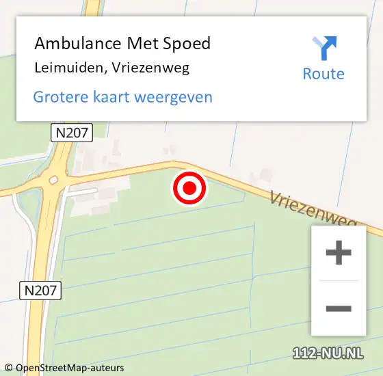Locatie op kaart van de 112 melding: Ambulance Met Spoed Naar Leimuiden, Vriezenweg op 15 april 2024 11:39