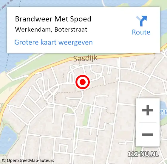 Locatie op kaart van de 112 melding: Brandweer Met Spoed Naar Werkendam, Boterstraat op 15 april 2024 11:40