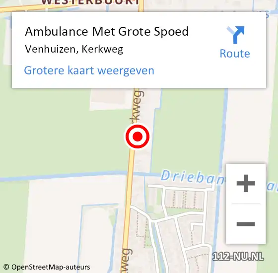 Locatie op kaart van de 112 melding: Ambulance Met Grote Spoed Naar Venhuizen, Kerkweg op 15 april 2024 12:02
