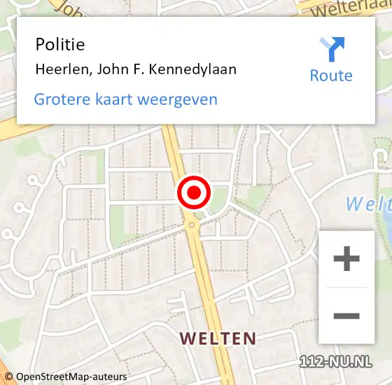 Locatie op kaart van de 112 melding: Politie Heerlen, John F. Kennedylaan op 15 april 2024 12:24