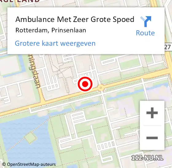 Locatie op kaart van de 112 melding: Ambulance Met Zeer Grote Spoed Naar Rotterdam, Prinsenlaan op 15 april 2024 12:24