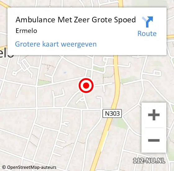 Locatie op kaart van de 112 melding: Ambulance Met Zeer Grote Spoed Naar Ermelo op 15 april 2024 12:28