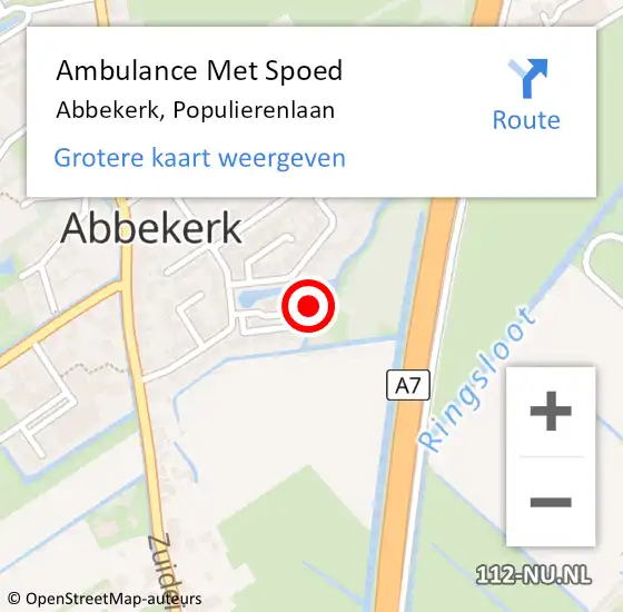 Locatie op kaart van de 112 melding: Ambulance Met Spoed Naar Abbekerk, Populierenlaan op 15 april 2024 12:47