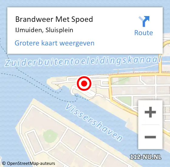Locatie op kaart van de 112 melding: Brandweer Met Spoed Naar IJmuiden, Sluisplein op 15 april 2024 12:54