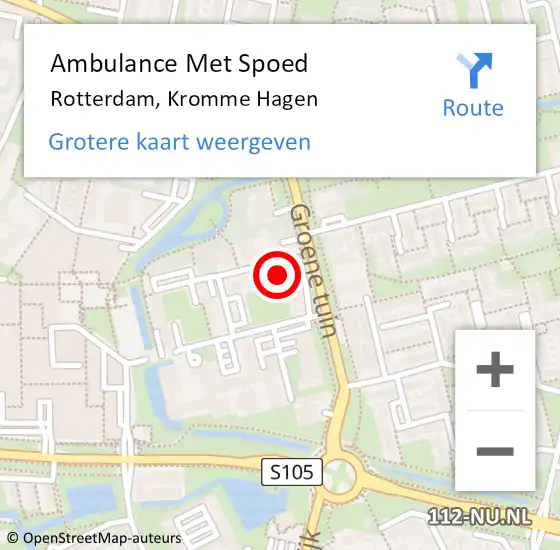 Locatie op kaart van de 112 melding: Ambulance Met Spoed Naar Rotterdam, Kromme Hagen op 15 april 2024 13:00