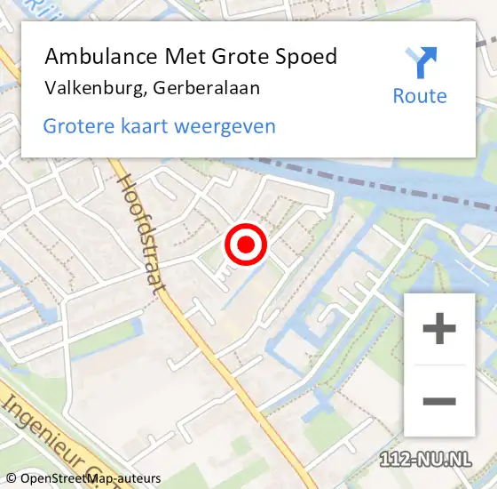 Locatie op kaart van de 112 melding: Ambulance Met Grote Spoed Naar Valkenburg, Gerberalaan op 15 april 2024 13:10