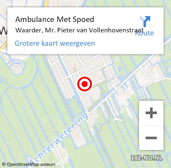 Locatie op kaart van de 112 melding: Ambulance Met Spoed Naar Waarder, Mr. Pieter van Vollenhovenstraat op 15 april 2024 13:12