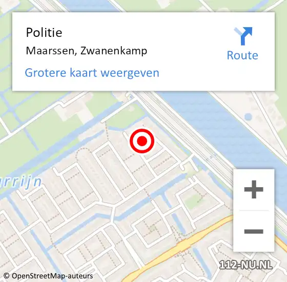 Locatie op kaart van de 112 melding: Politie Maarssen, Zwanenkamp op 15 april 2024 13:29