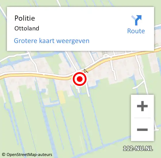 Locatie op kaart van de 112 melding: Politie Ottoland op 15 april 2024 13:30