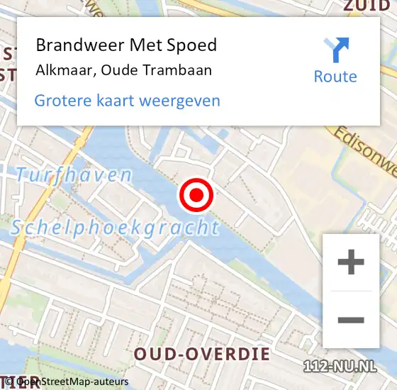 Locatie op kaart van de 112 melding: Brandweer Met Spoed Naar Alkmaar, Oude Trambaan op 15 april 2024 13:30
