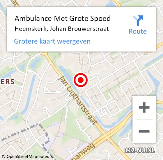 Locatie op kaart van de 112 melding: Ambulance Met Grote Spoed Naar Heemskerk, Johan Brouwerstraat op 15 april 2024 13:31