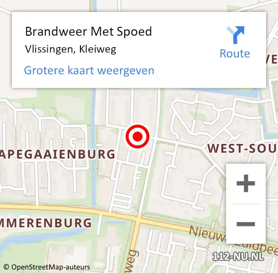 Locatie op kaart van de 112 melding: Brandweer Met Spoed Naar Vlissingen, Kleiweg op 15 april 2024 13:44