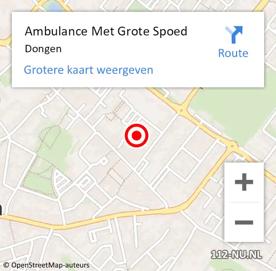 Locatie op kaart van de 112 melding: Ambulance Met Grote Spoed Naar Dongen op 15 april 2024 13:44