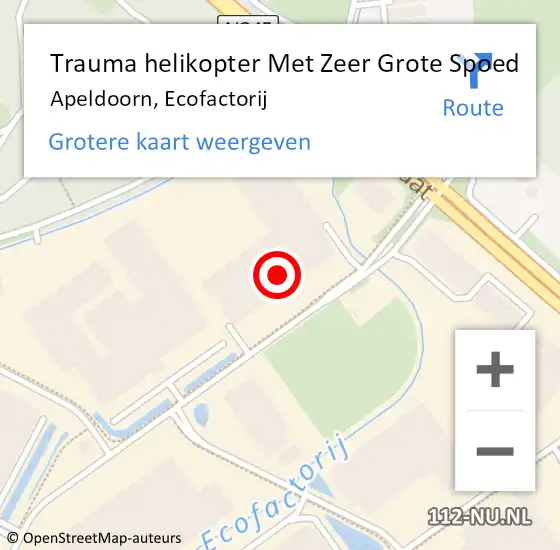 Locatie op kaart van de 112 melding: Trauma helikopter Met Zeer Grote Spoed Naar Apeldoorn, Ecofactorij op 15 april 2024 13:47