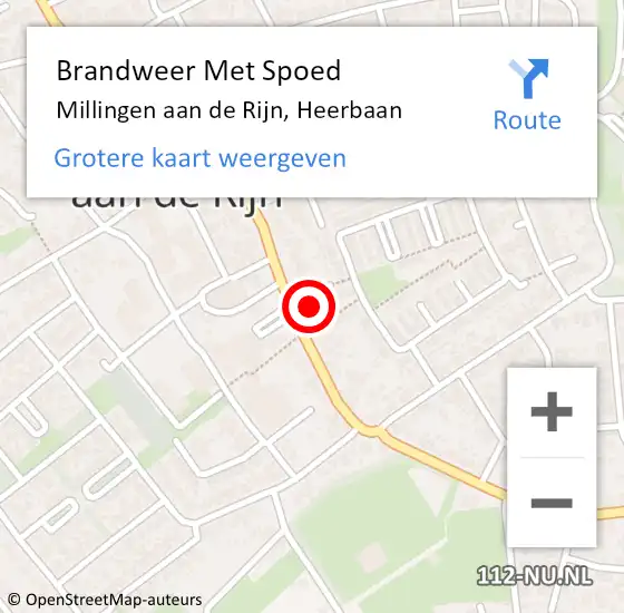 Locatie op kaart van de 112 melding: Brandweer Met Spoed Naar Millingen aan de Rijn, Heerbaan op 15 april 2024 13:53