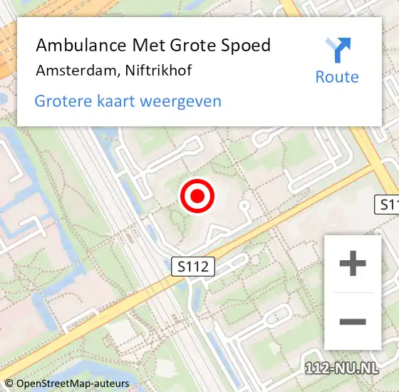 Locatie op kaart van de 112 melding: Ambulance Met Grote Spoed Naar Amsterdam, Niftrikhof op 15 april 2024 13:58