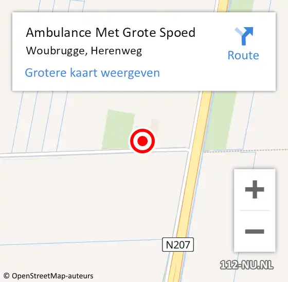 Locatie op kaart van de 112 melding: Ambulance Met Grote Spoed Naar Woubrugge, Herenweg op 15 april 2024 13:58