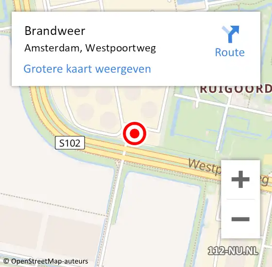 Locatie op kaart van de 112 melding: Brandweer Amsterdam, Westpoortweg op 15 april 2024 13:59