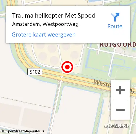 Locatie op kaart van de 112 melding: Trauma helikopter Met Spoed Naar Amsterdam, Westpoortweg op 15 april 2024 14:00