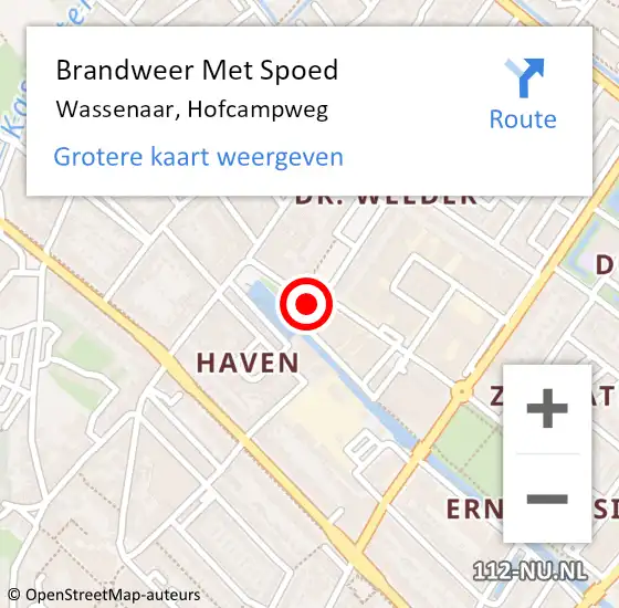 Locatie op kaart van de 112 melding: Brandweer Met Spoed Naar Wassenaar, Hofcampweg op 15 april 2024 14:09