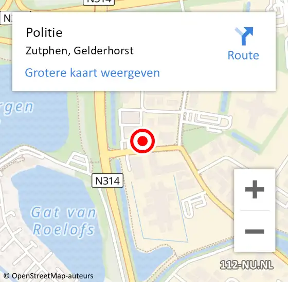 Locatie op kaart van de 112 melding: Politie Zutphen, Gelderhorst op 15 april 2024 14:40