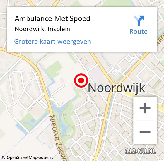 Locatie op kaart van de 112 melding: Ambulance Met Spoed Naar Noordwijk, Irisplein op 15 april 2024 14:41