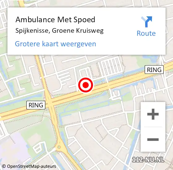 Locatie op kaart van de 112 melding: Ambulance Met Spoed Naar Spijkenisse, Groene Kruisweg op 15 april 2024 14:43