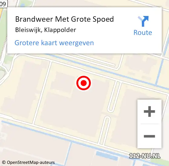 Locatie op kaart van de 112 melding: Brandweer Met Grote Spoed Naar Bleiswijk, Klappolder op 15 april 2024 14:46