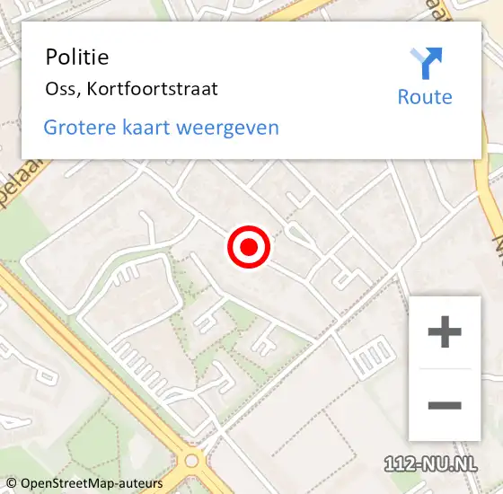 Locatie op kaart van de 112 melding: Politie Oss, Kortfoortstraat op 15 april 2024 14:49