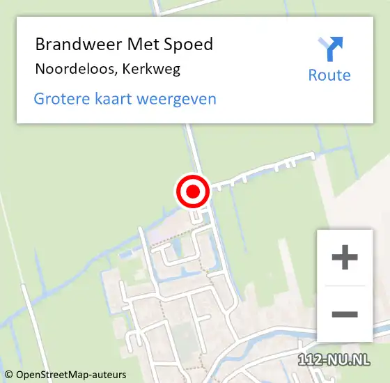Locatie op kaart van de 112 melding: Brandweer Met Spoed Naar Noordeloos, Kerkweg op 15 april 2024 14:52