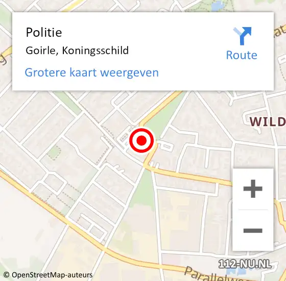 Locatie op kaart van de 112 melding: Politie Goirle, Koningsschild op 15 april 2024 14:52