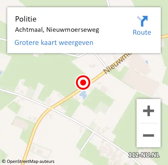 Locatie op kaart van de 112 melding: Politie Achtmaal, Nieuwmoerseweg op 15 april 2024 15:15