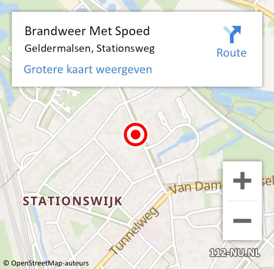 Locatie op kaart van de 112 melding: Brandweer Met Spoed Naar Geldermalsen, Stationsweg op 15 april 2024 15:16