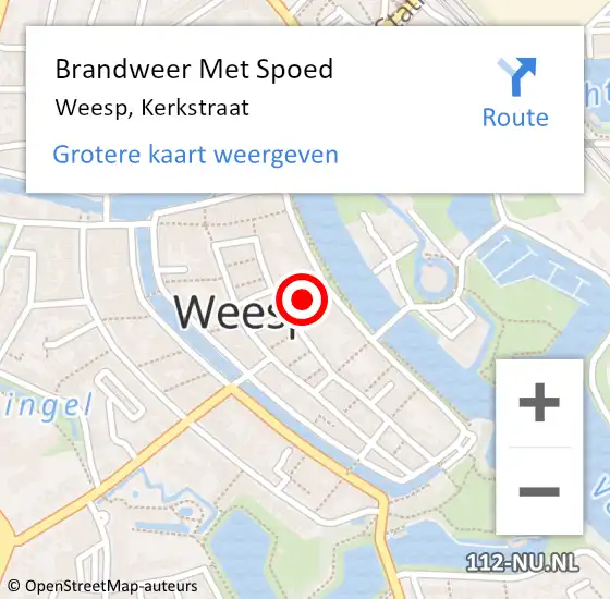 Locatie op kaart van de 112 melding: Brandweer Met Spoed Naar Weesp, Kerkstraat op 15 april 2024 15:28