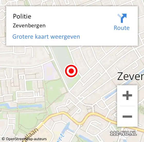 Locatie op kaart van de 112 melding: Politie Zevenbergen op 15 april 2024 15:34