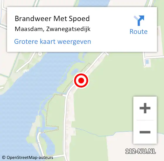 Locatie op kaart van de 112 melding: Brandweer Met Spoed Naar Maasdam, Zwanegatsedijk op 15 april 2024 15:39