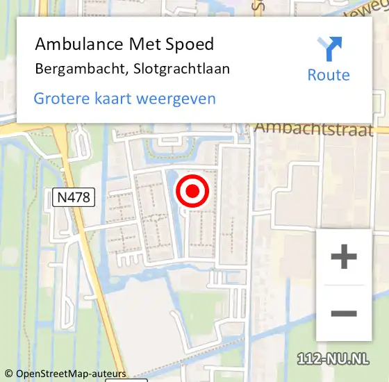 Locatie op kaart van de 112 melding: Ambulance Met Spoed Naar Bergambacht, Slotgrachtlaan op 15 april 2024 15:56
