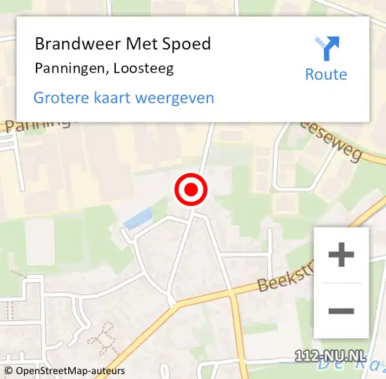 Locatie op kaart van de 112 melding: Brandweer Met Spoed Naar Panningen, Loosteeg op 15 april 2024 16:05