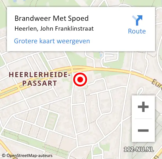 Locatie op kaart van de 112 melding: Brandweer Met Spoed Naar Heerlen, John Franklinstraat op 15 april 2024 16:12