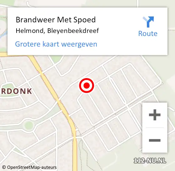Locatie op kaart van de 112 melding: Brandweer Met Spoed Naar Helmond, Bleyenbeekdreef op 15 april 2024 16:14