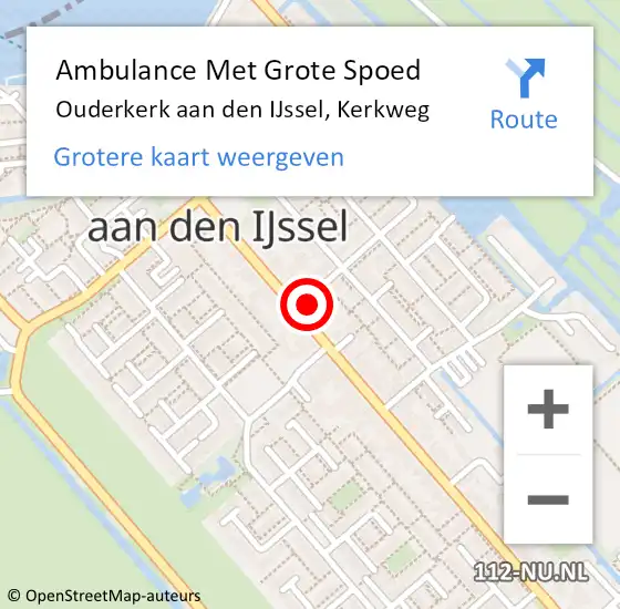 Locatie op kaart van de 112 melding: Ambulance Met Grote Spoed Naar Ouderkerk aan den IJssel, Kerkweg op 15 april 2024 16:17