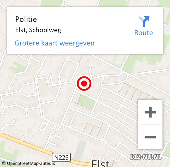 Locatie op kaart van de 112 melding: Politie Elst, Schoolweg op 15 april 2024 16:18