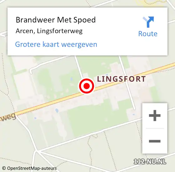Locatie op kaart van de 112 melding: Brandweer Met Spoed Naar Arcen, Lingsforterweg op 15 april 2024 16:22