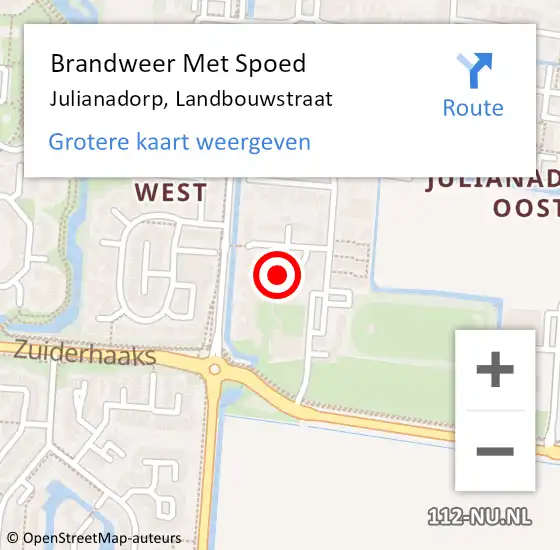 Locatie op kaart van de 112 melding: Brandweer Met Spoed Naar Julianadorp, Landbouwstraat op 15 april 2024 16:24