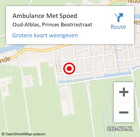 Locatie op kaart van de 112 melding: Ambulance Met Spoed Naar Oud-Alblas, Prinses Beatrixstraat op 15 april 2024 16:26