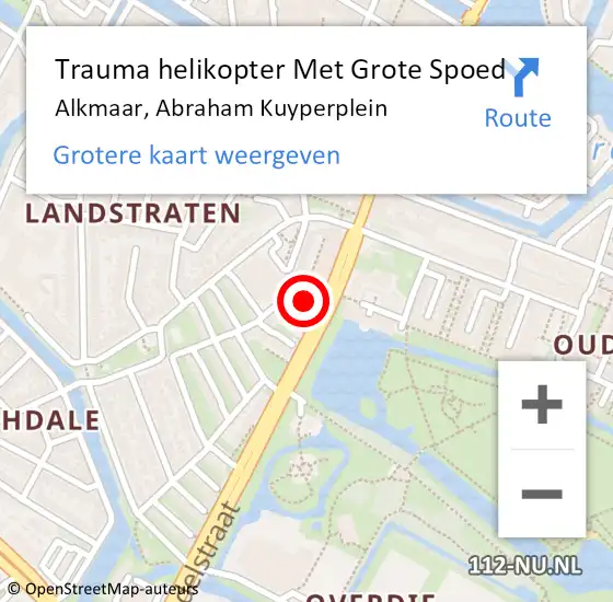 Locatie op kaart van de 112 melding: Trauma helikopter Met Grote Spoed Naar Alkmaar, Abraham Kuyperplein op 15 april 2024 16:34